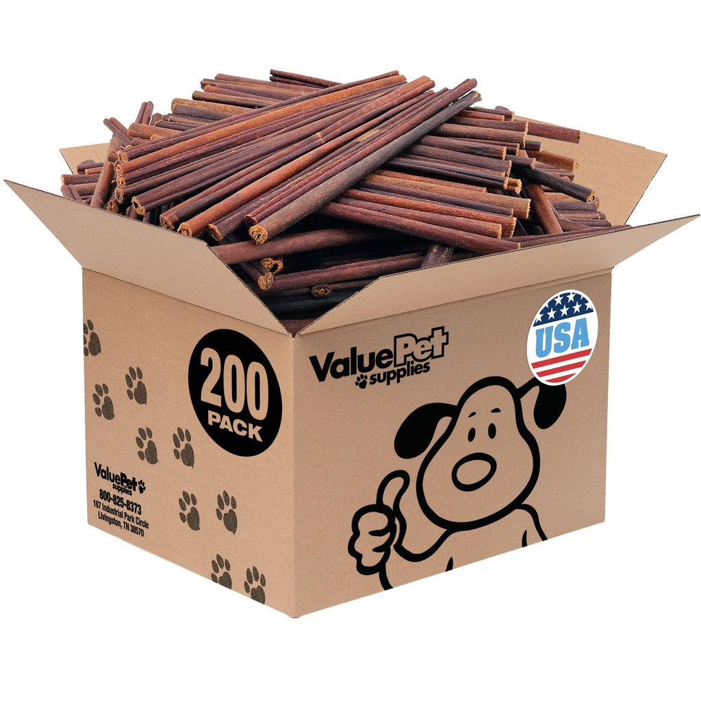 ValueBull USA 12-Inch Thin Beef Collagen Sticks for Small Dogs, 200 Count