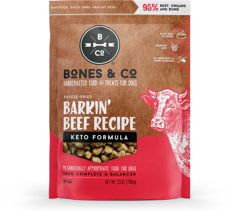 Bones & Co Freeze-Dried Barkin' Beef Bites: 25oz Grass-Fed Whole Dog Food