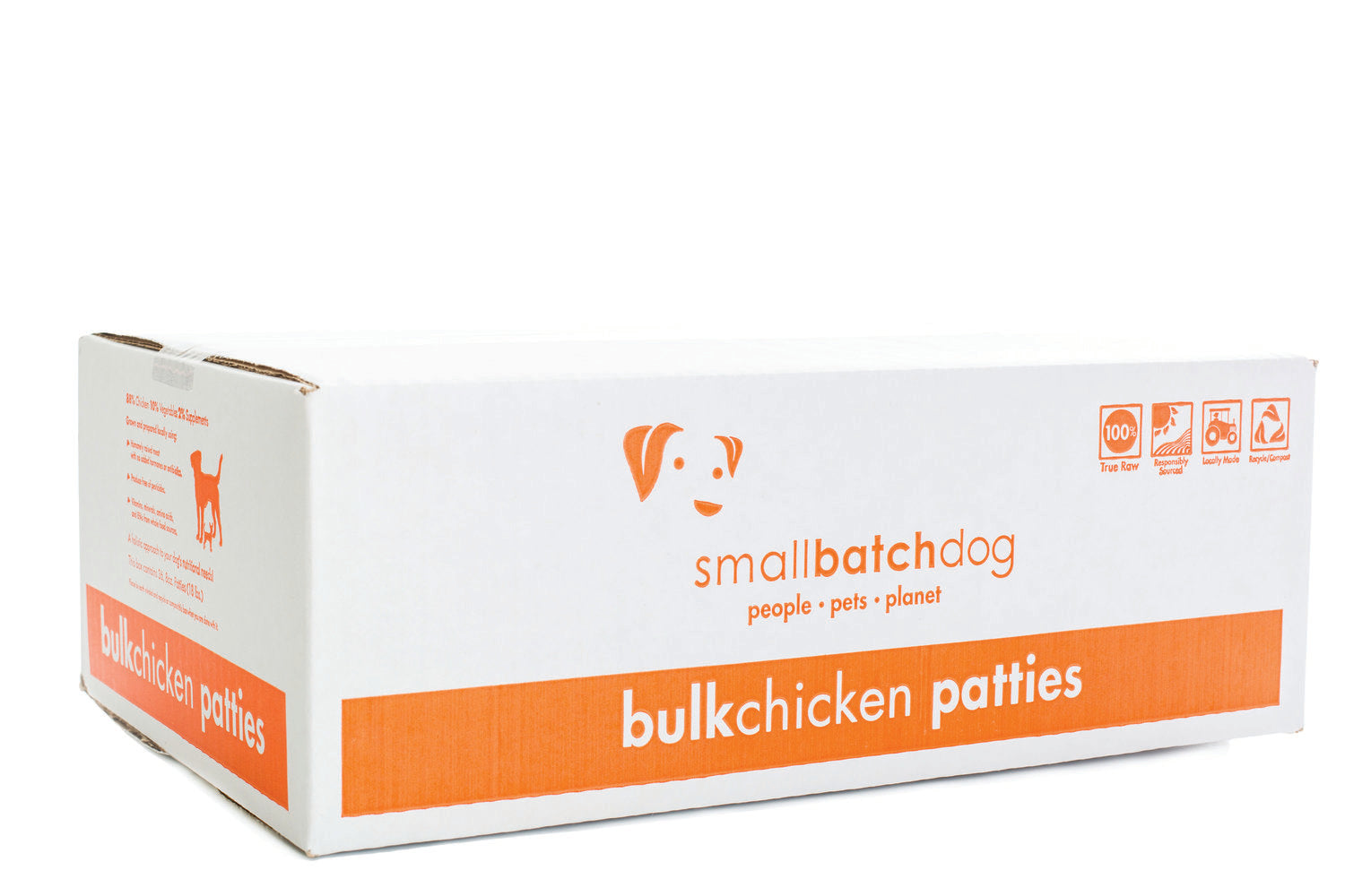 Small Batch Raw Frozen Chicken Dog Food Patties 18lb Bulk 36 Count