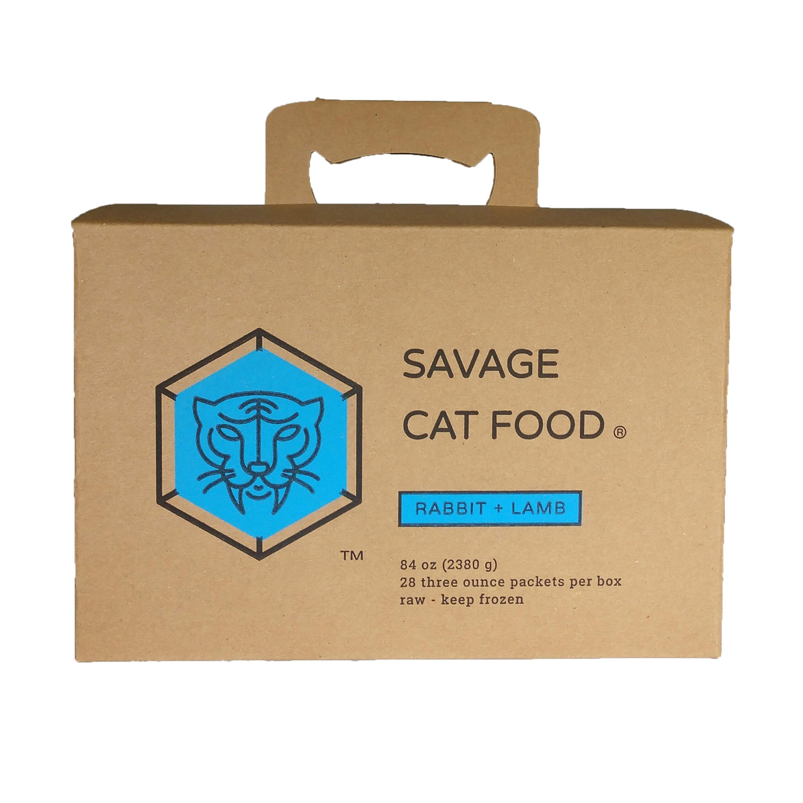 Savage Cat Raw Frozen Rabbit & Lamb, 28x3oz Pack, Natural Feline Diet