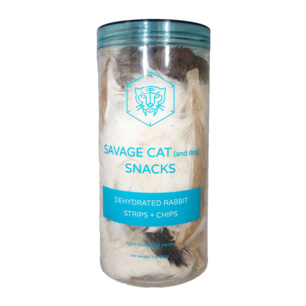Savage Premium Dehydrated Rabbit Ears Treats for Cats and Dogs, 1oz Bag