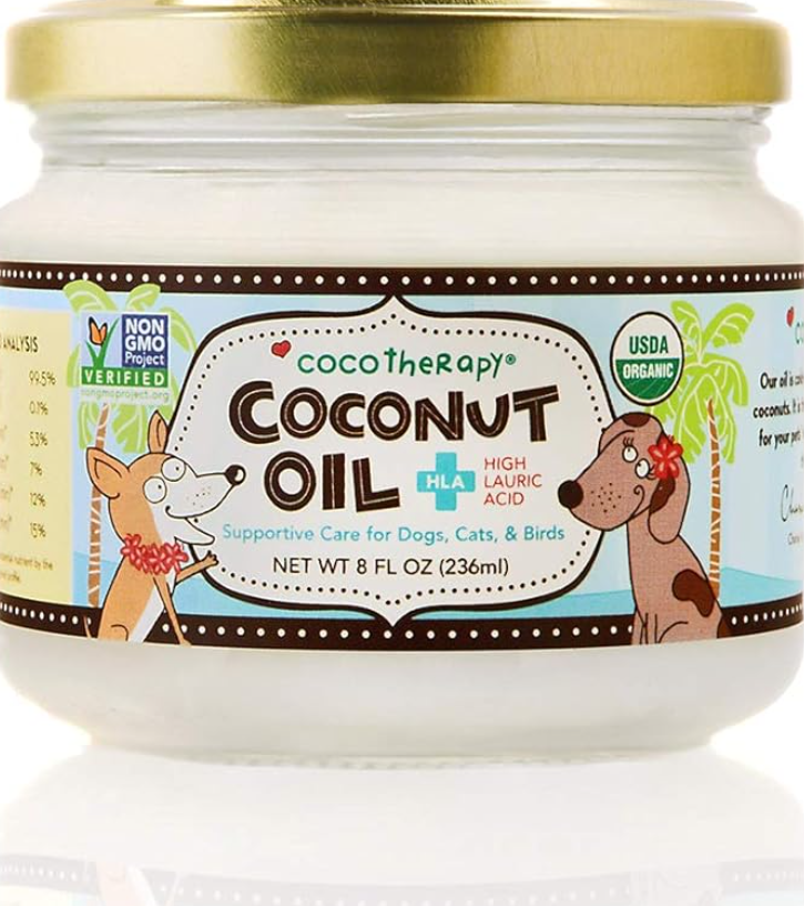 CocoTherapy Organic Virgin Coconut Oil: Natural Supplement for Pet Skin, Coat, Digestion, Immunity