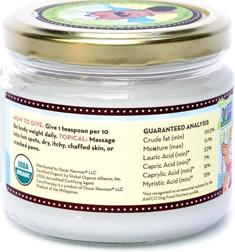 CocoTherapy Organic Virgin Coconut Oil: Natural Supplement for Pet Skin, Coat, Digestion, Immunity
