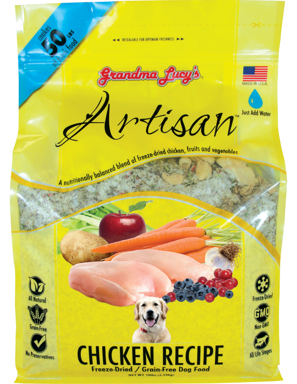 Grandma Lucy's Artisan Grain-Free Freeze-Dried Chicken Dog Food 10lb Bag