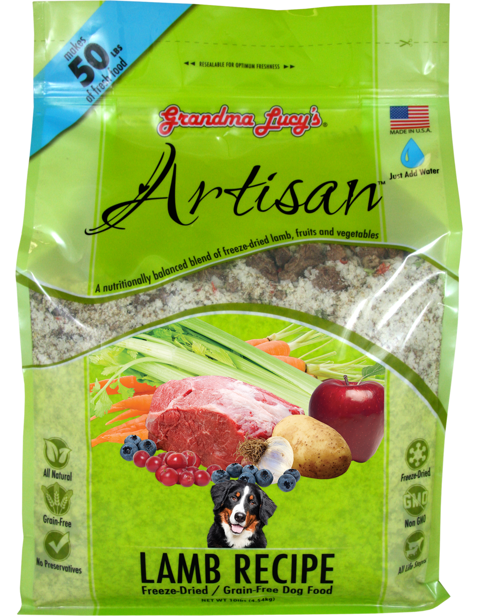 Grandma Lucy's Artisan Grain-Free Freeze-Dried Lamb Dog Food, 10lb Bag