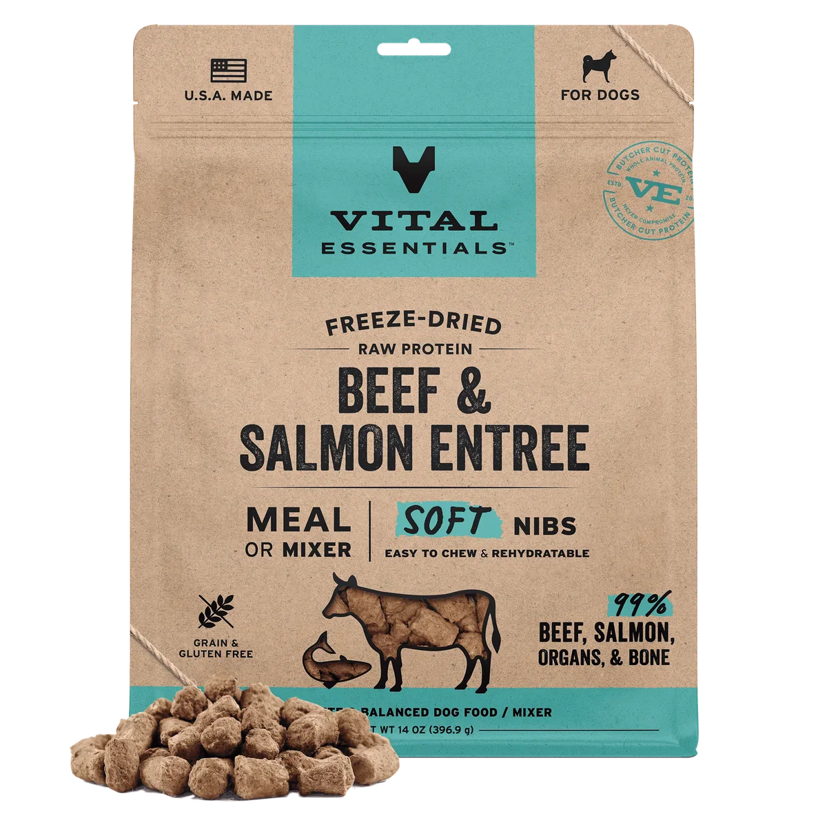 Vital Essentials Soft Freeze-Dried Beef & Salmon Nibs: Healthy Raw Dog Treats