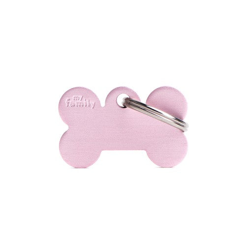 Durable Pink Aluminum Bone Dog ID Tag - Small, Engravable Pet Accessory