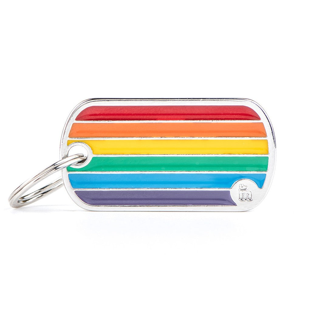 Colorful Italian Hand-Enameled Rainbow Flag Pet ID Tag for Dogs & Cats
