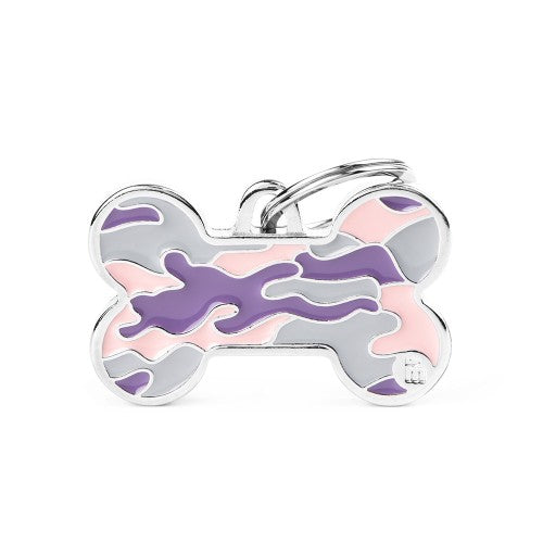 MyFamily Style Camouflage Pink Bone Pet ID Tag - Engravable, Durable, Stylish