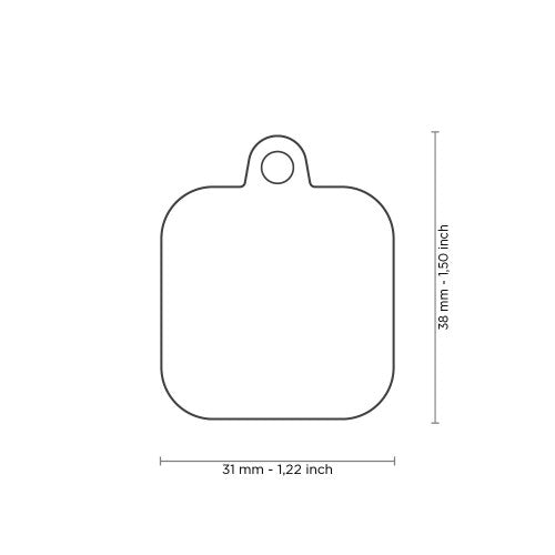 Silent Square Chromed Pet ID Tag with Black Rubber, Durable & Comfortable