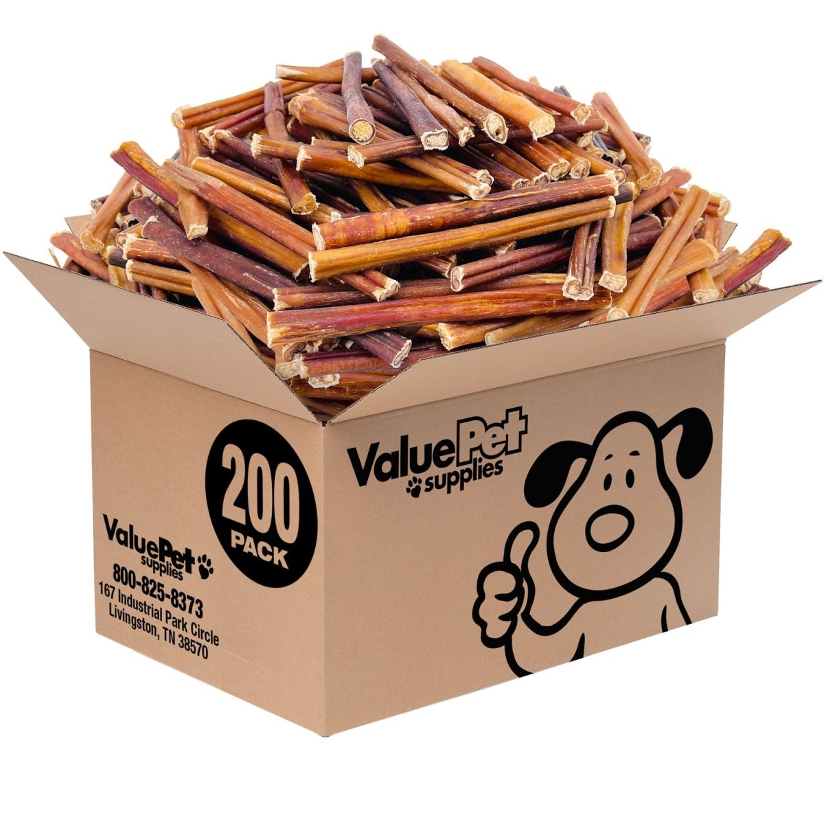ValueBull Thin 6-Inch Bully Sticks - 200 Count Natural Dog Chews for Small Dogs