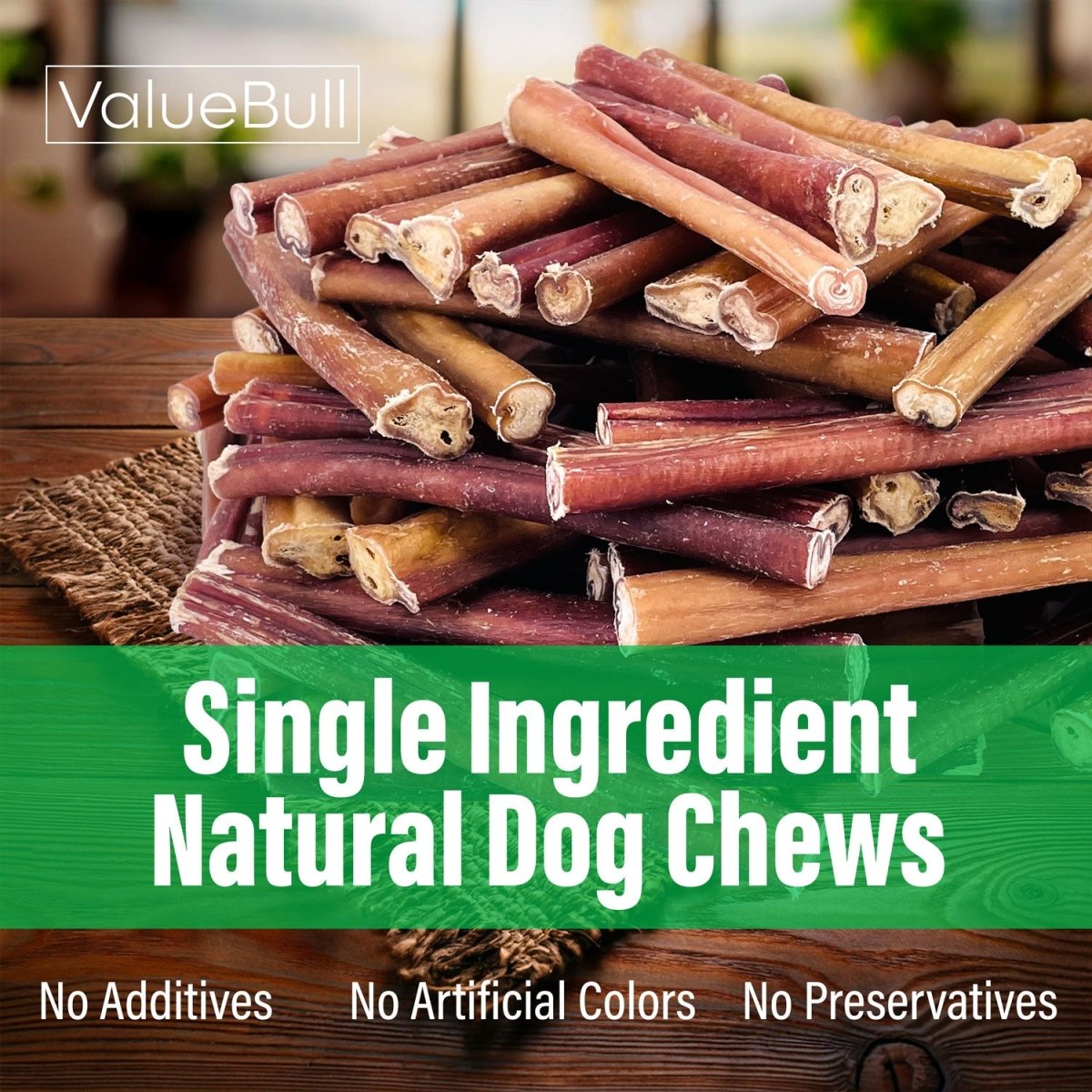 ValueBull Thin 6-Inch Bully Sticks - 200 Count Natural Dog Chews for Small Dogs