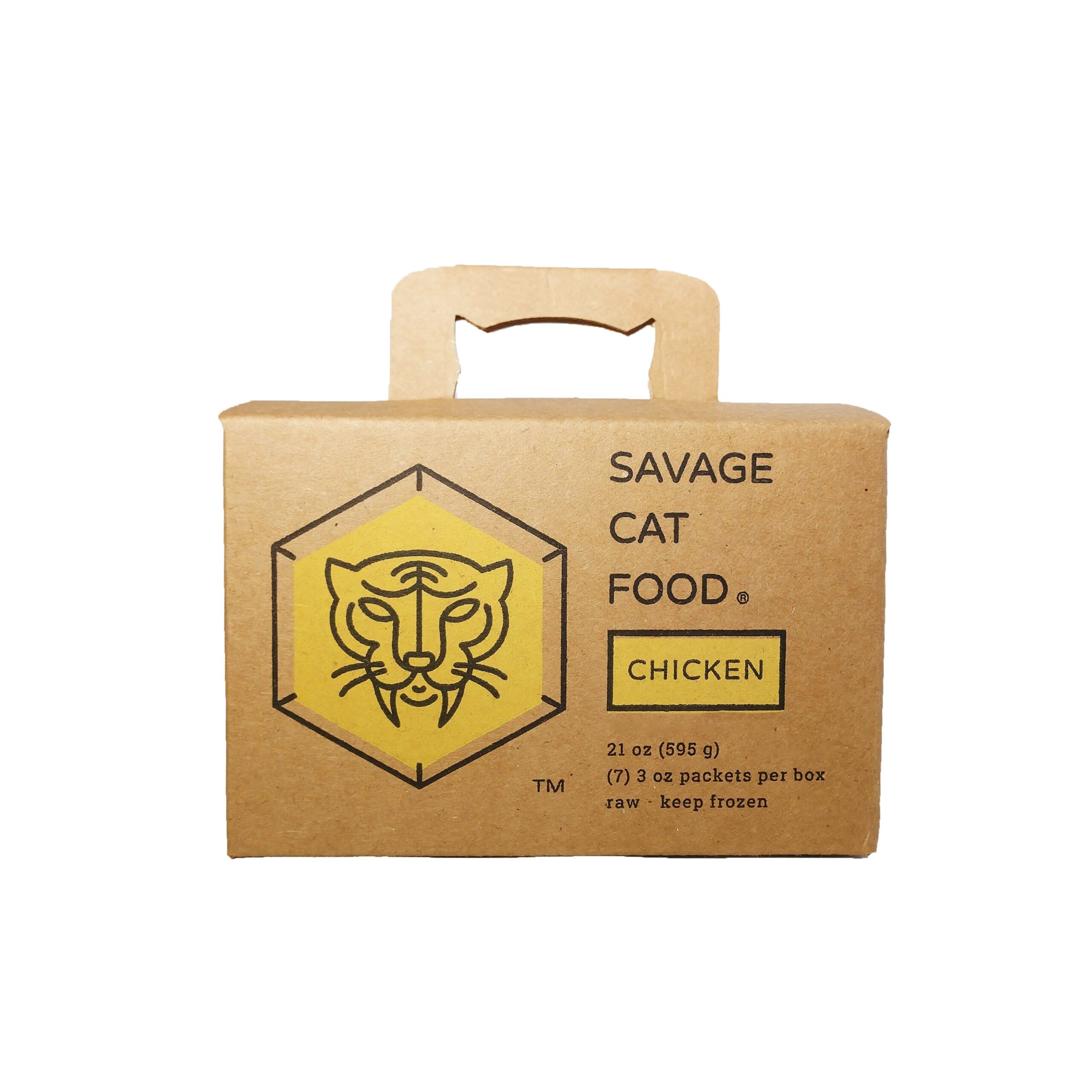 Savage Cat Organic Raw Frozen Chicken Meal for Feline Health 7-Pack 3oz Portions