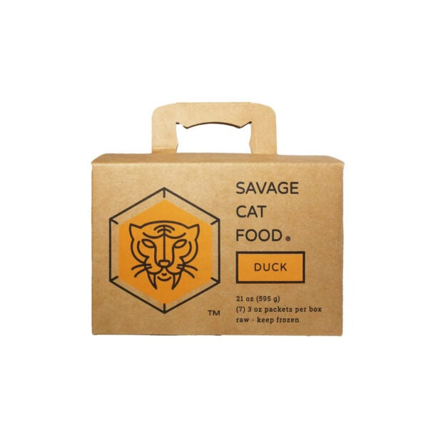 Savage Cat Raw Frozen Duck Patties, 7-Pack 3oz, Complete Feline Nutrition