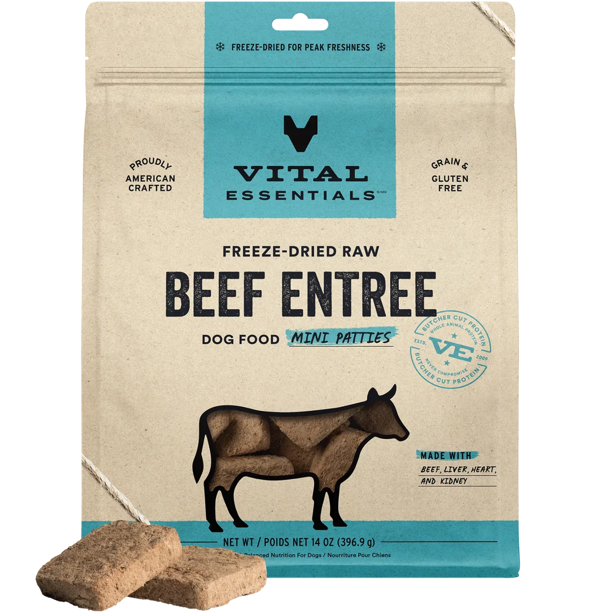 Vital Essentials Freeze-Dried Raw Beef Mini Patties for Optimal Dog Health