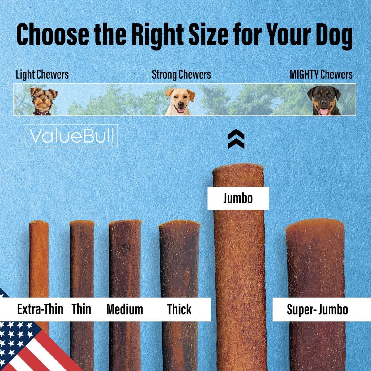 ValueBull USA 12-Inch Jumbo Collagen Dog Chews: Natural Long-Lasting Bulk Treats