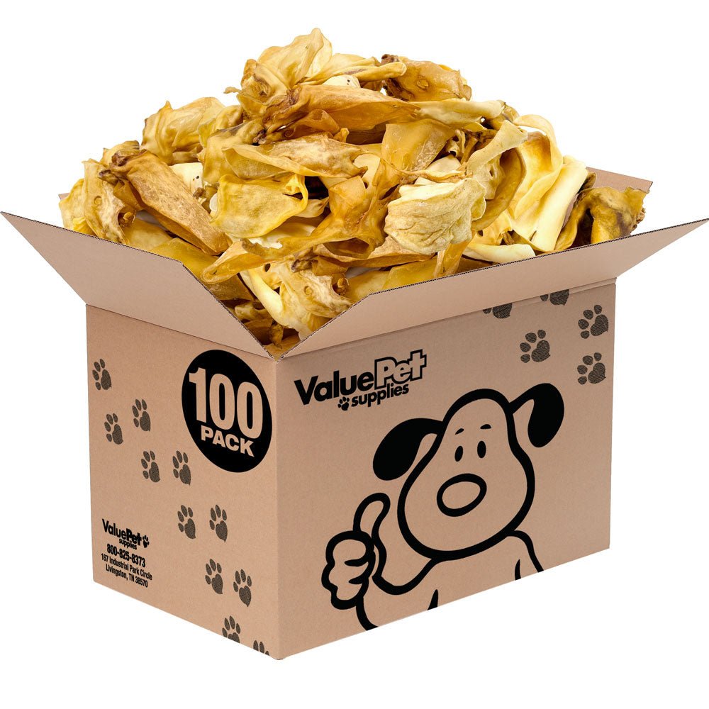 ValueBull Natural Crunchy Cow Ears: 100 Count Bulk Pack Dog Chews