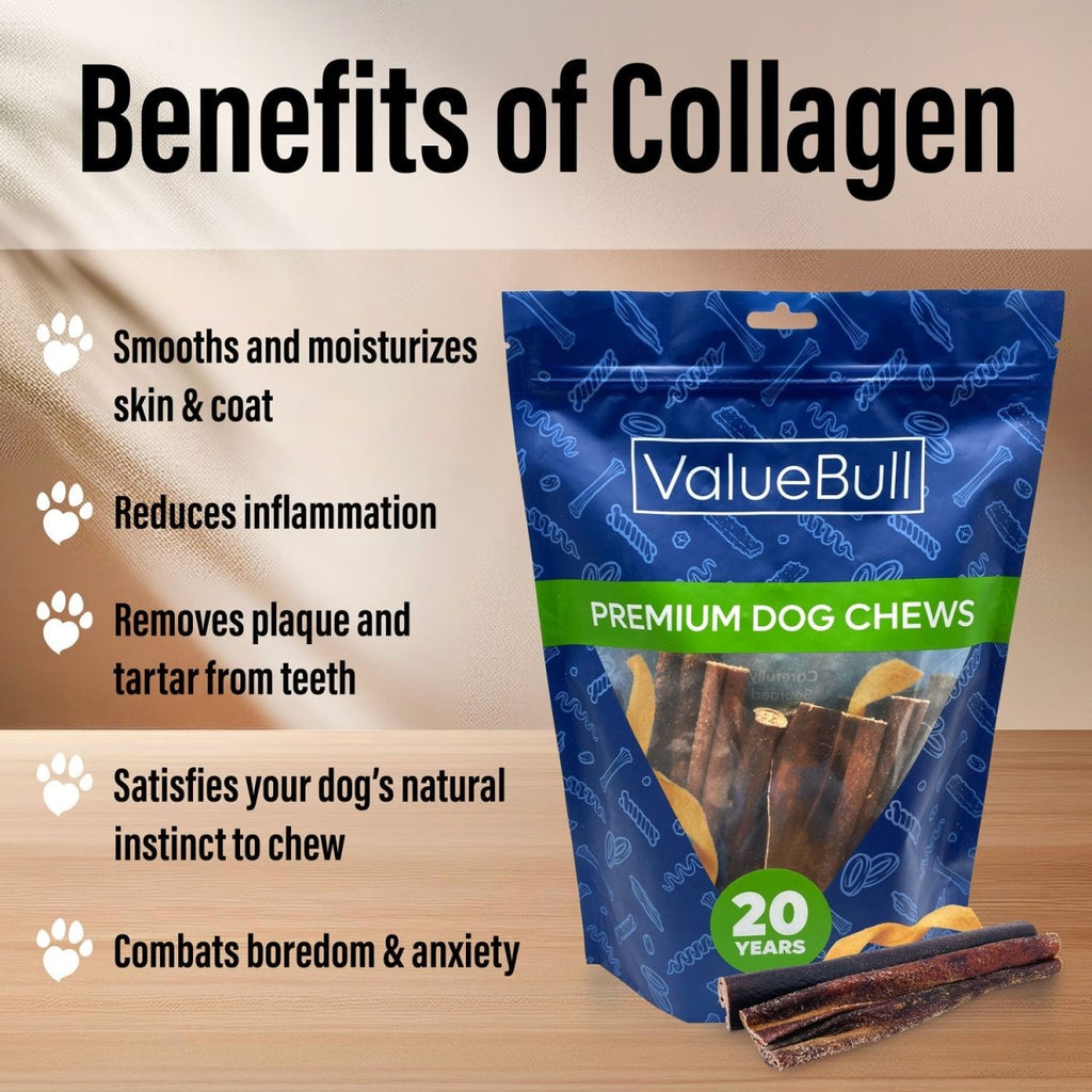 ValueBull Collagen Sticks: Natural Long-Lasting Beef Dog Chews for Joint & Skin Health