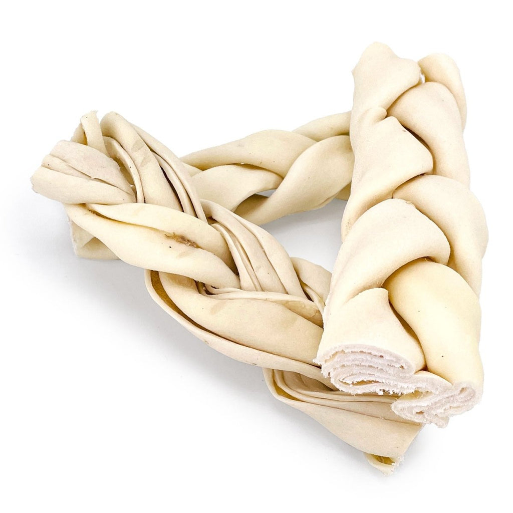 ValueBull USA Beef Rawhide Triple Braided Dog Chews, 6-Inch Bulk Pack