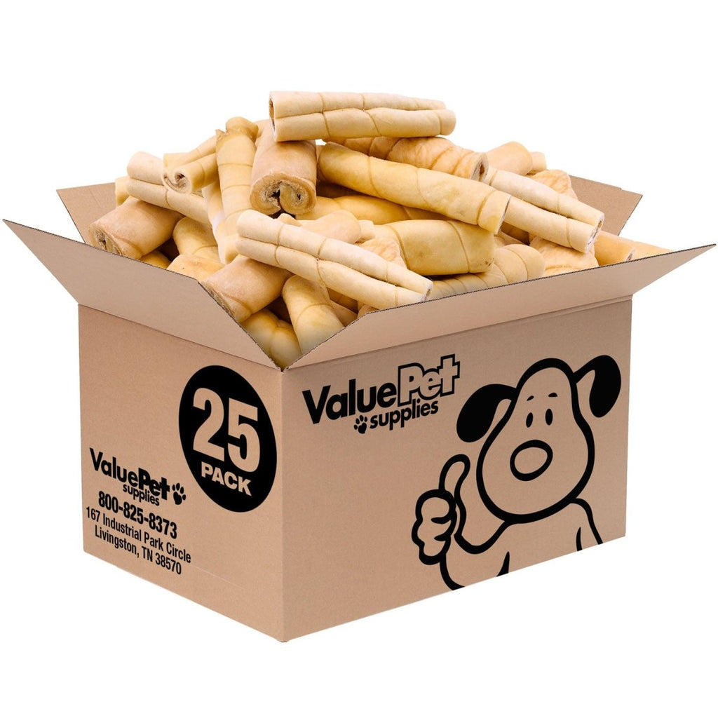 ValueBull Jumbo Beef Cheek Rolls: Long-Lasting, Collagen-Rich Dog Chews, 25-Count Bulk