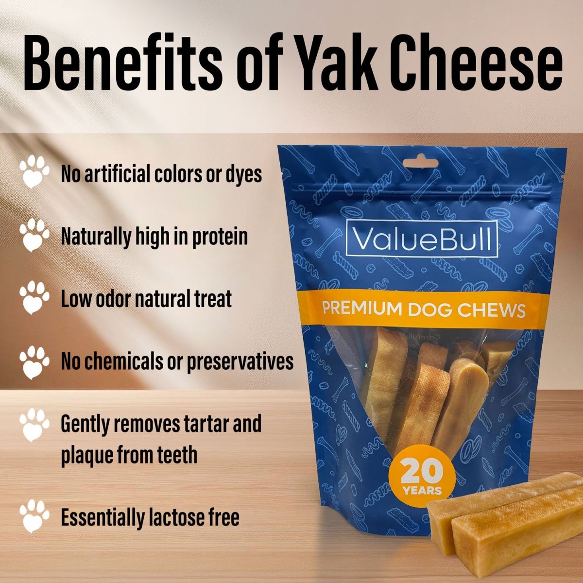 ValueBull Himalayan Yak Cheese Dog Chews: Long-Lasting Natural Healthy Treat for Dogs