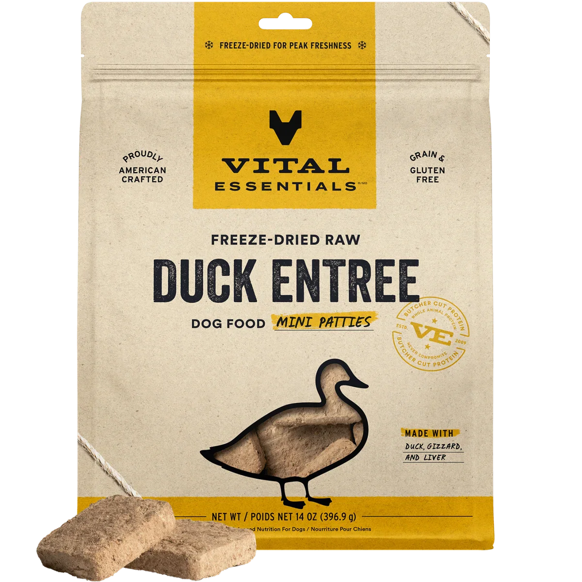 Premium Freeze-Dried Duck Mini Patties for Dogs - 14oz Nutrient-Rich Bites